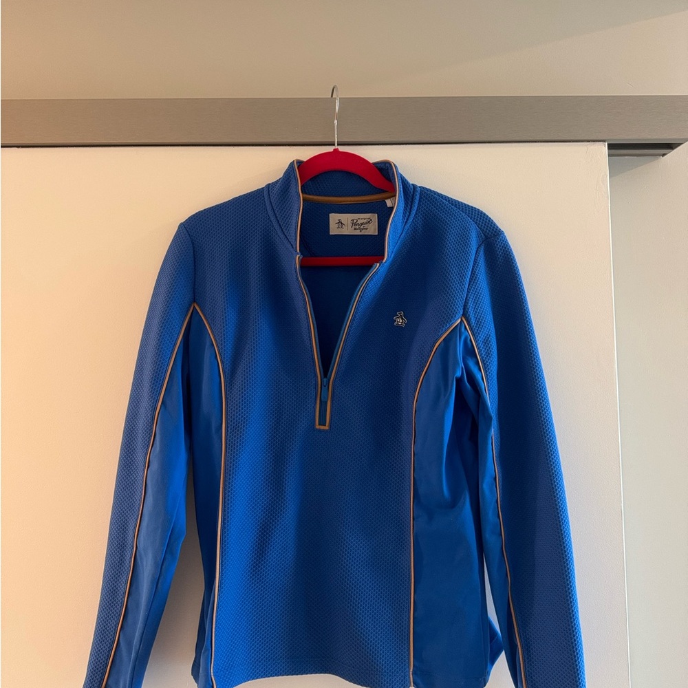 Original Penguin Blue Pullover with Tan Trim